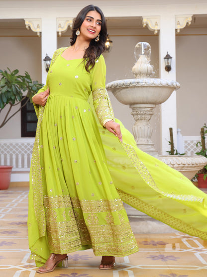 Fashion Basket Georegtte Anarkali Long Dress For Women