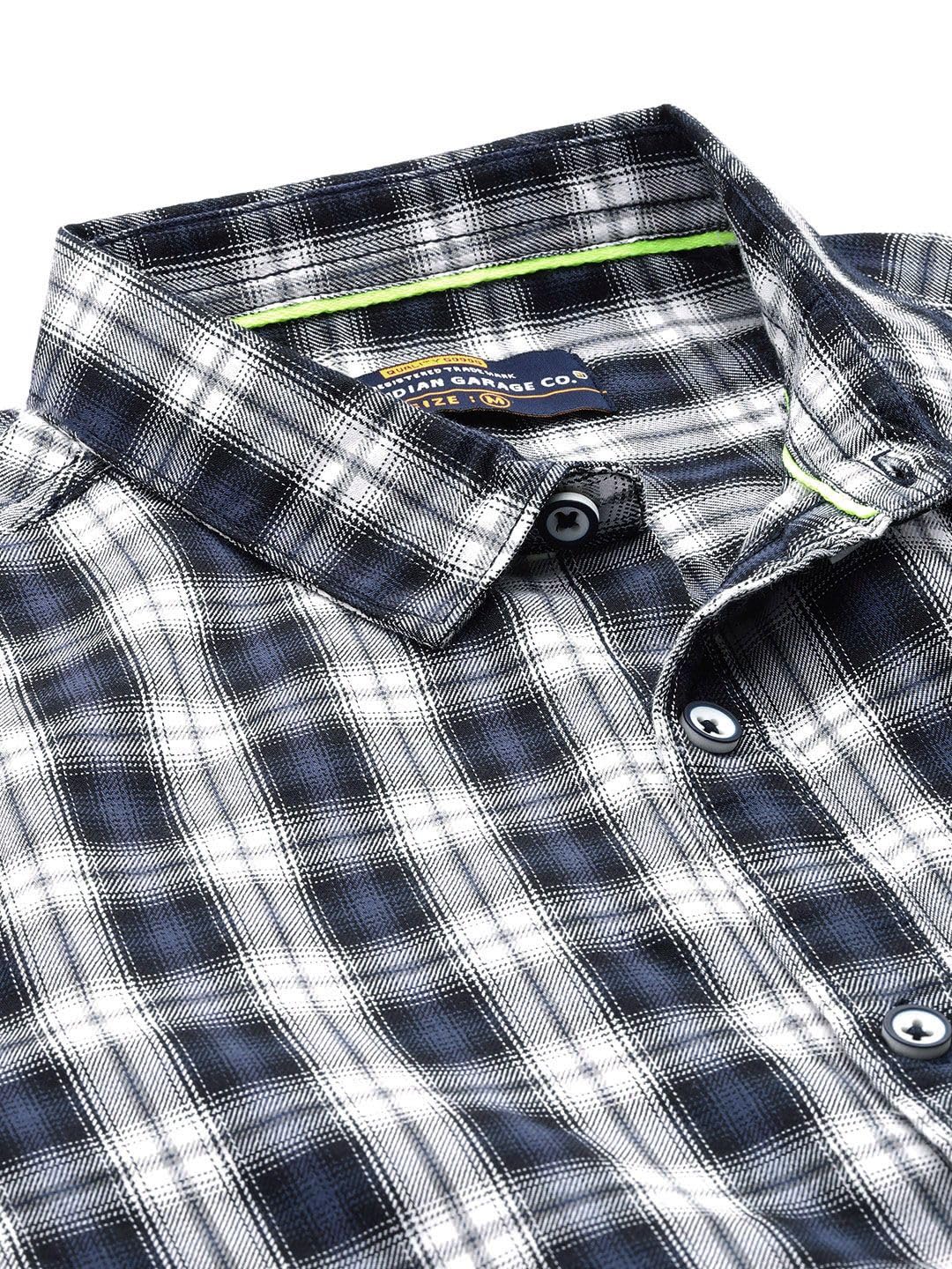 The Indian Garage Co Men Black Checkered Slim Fit Casual Shirt