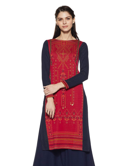 W for Woman Women's Cotton Straight Winter Kurta