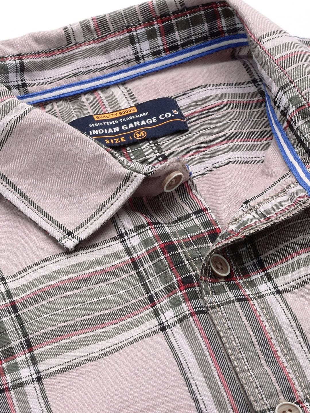 The Indian Garage Co Men Pink Checkered Slim Fit Casual Shirt