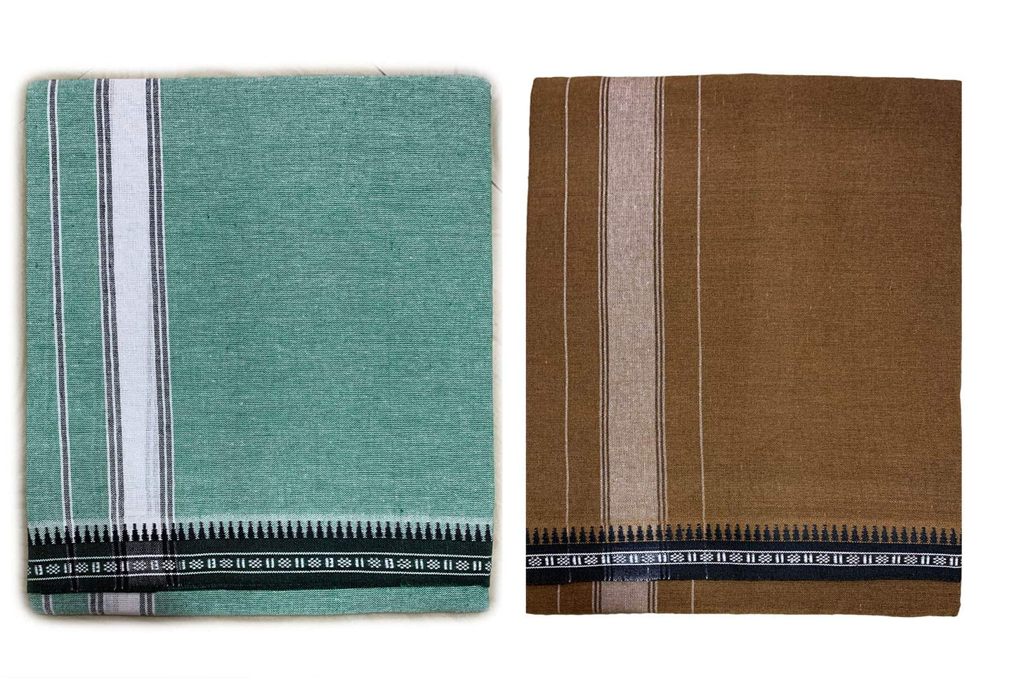 Prakasam Cotton Mens Colour Thalapathi Border Single Dhoti/Size1.28X2.00 Mtrs/Combo Pack Of 2 Dhoties