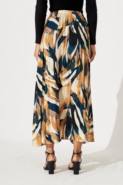 Kzully | Printed Pleated Long Skirt Versatile Elegance For Every Occasion Yellow