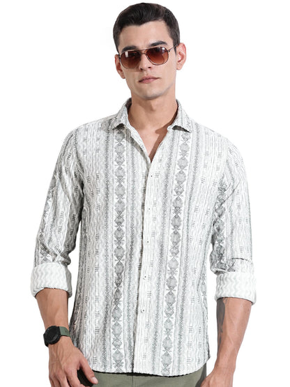 Thomas Scott Men Cutaway Collar Slim Fit Casual Shirt(TS1666_Olive)