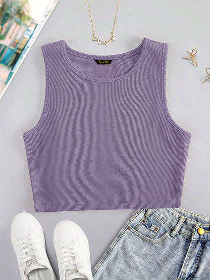 Toochki Tops for Woman | Spandex Top | Crop | Short | Western | for Jeans | Sleeveless | Stretchable | Purple