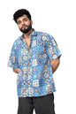 Brown Culture MenS Cotton Blend Abstract Print Shirt With Spread Collared Half Sleeves Standard Length And Button Down Closure