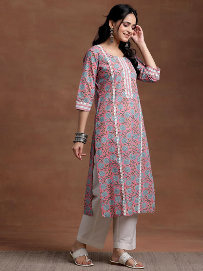 Libas WomenS Cotton Printed Straight Kurta (29060R Pink