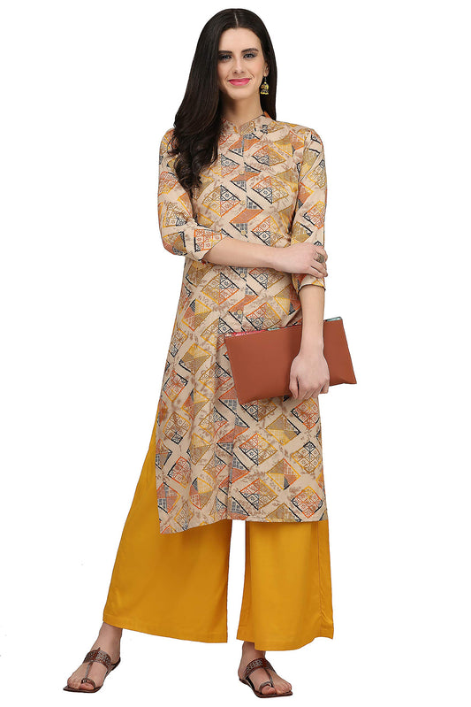 GoSriKi Women's Rayon Straight Fit Printed Straight Kurta