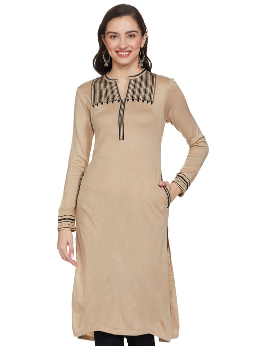 W for Woman Women's Synthetic Regular Winter Kurta