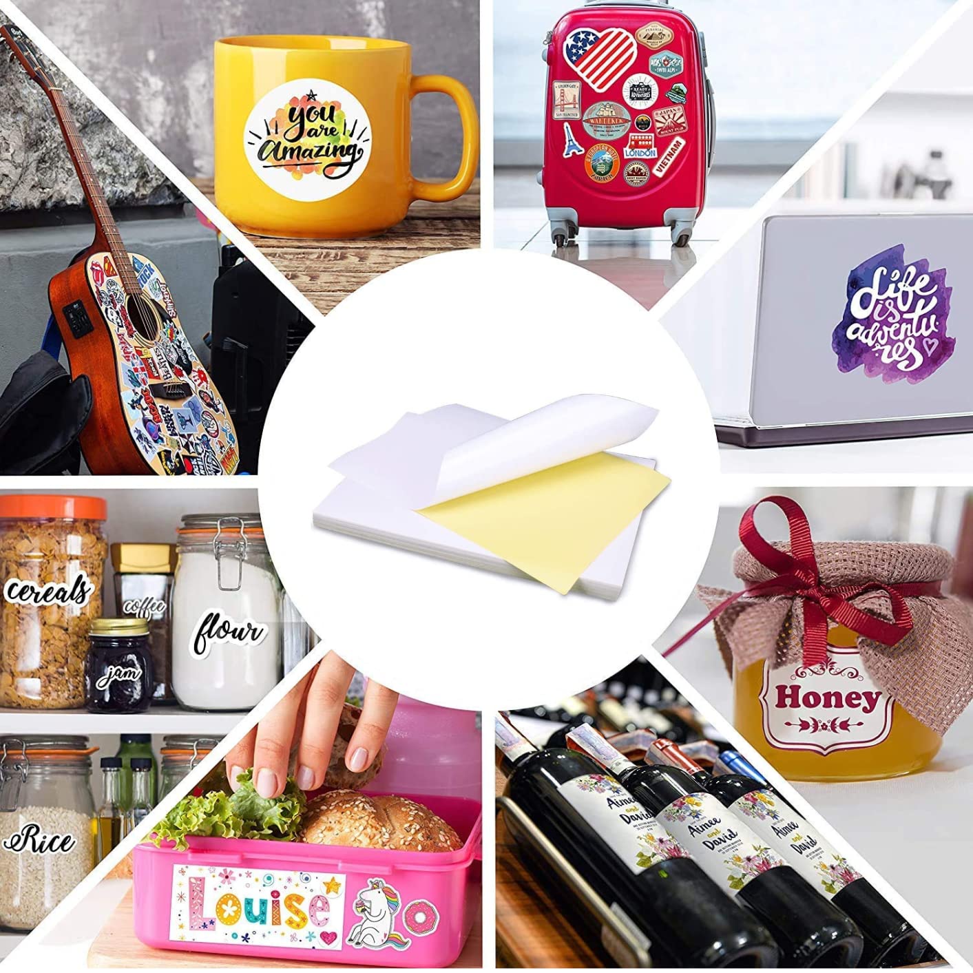 True-Ally Sticker Self-Adhesive Glossy Photo Paper A4 Size 120 GSM for Inkjet Printer (White) Waterproof, Dries Quickly DIY Stic