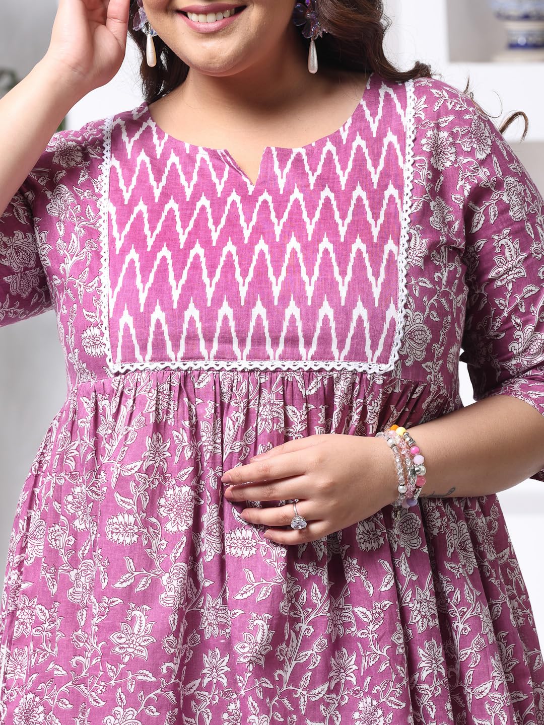 Stylum Womens Plus Size Floral Printed Cotton Peplum Top