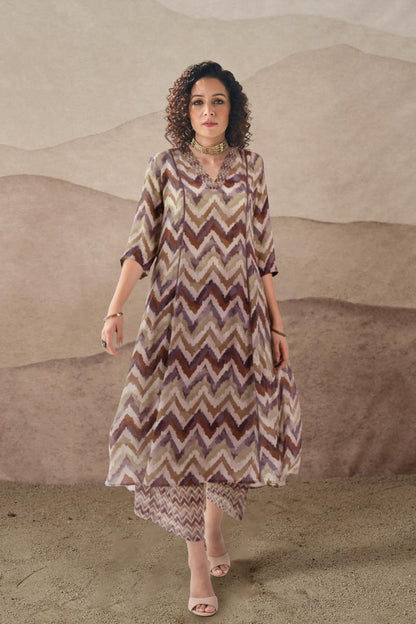 Toochki Dress For Women | Two Piece Dress For Women Long | Dress | Maxi Dress For Women | Dresses | Zig Zag Printed Dress | Cott