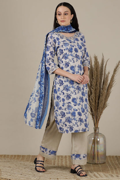 Aurelia WomenS Floral Printed Straight Kurta Set With Palazzos And Dupatta For Women
