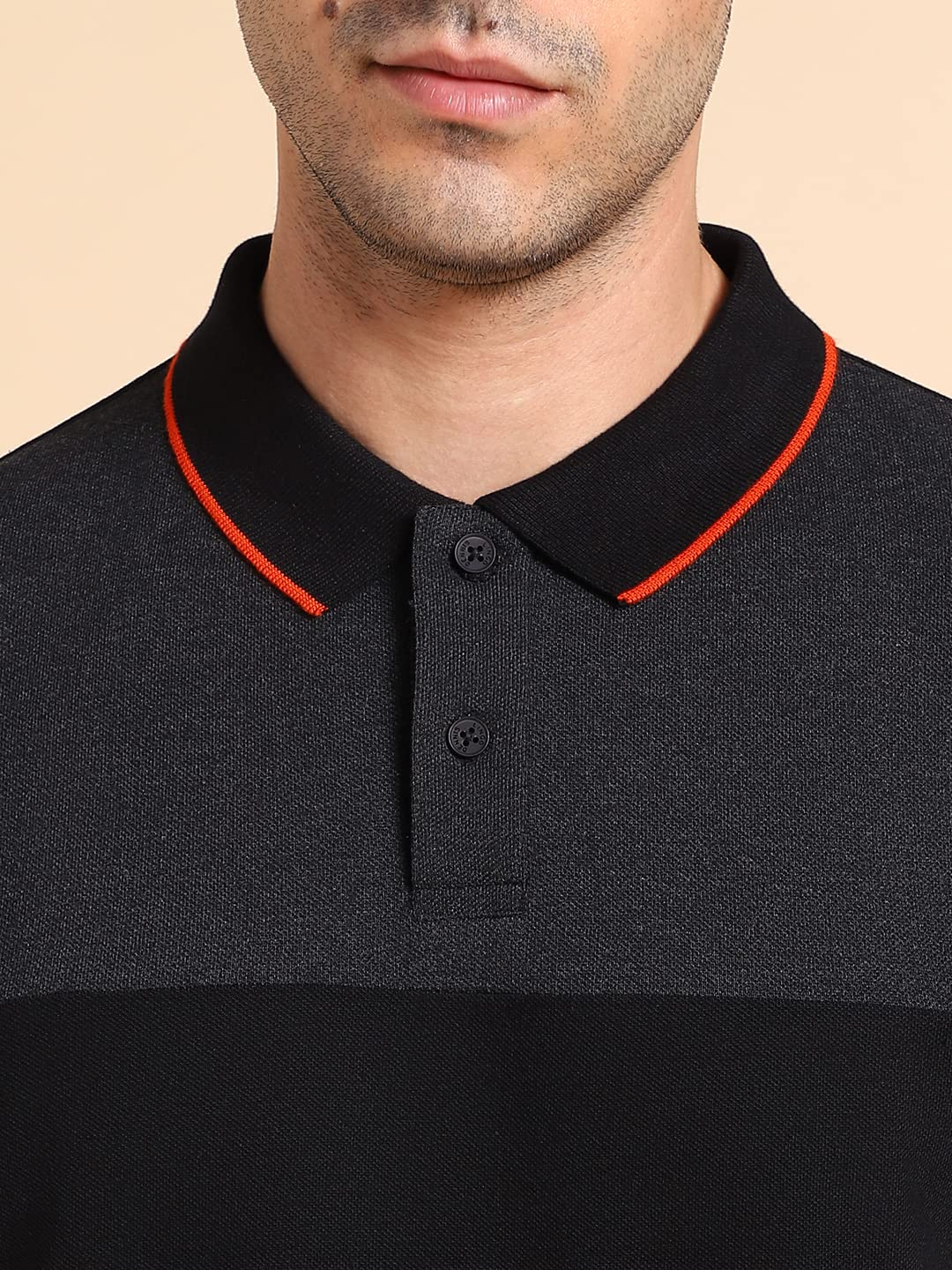 Dennis Lingo MenS Slim Fit Black Colorblocked Polo T-Shirt