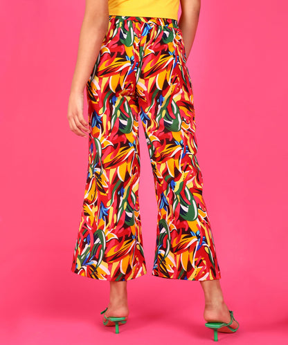 POPWINGS Casual Floral Printed Wide-Leg Trousers for Women || Latest Stylish Western Summer Wear Women Trousers || Ankle-Length