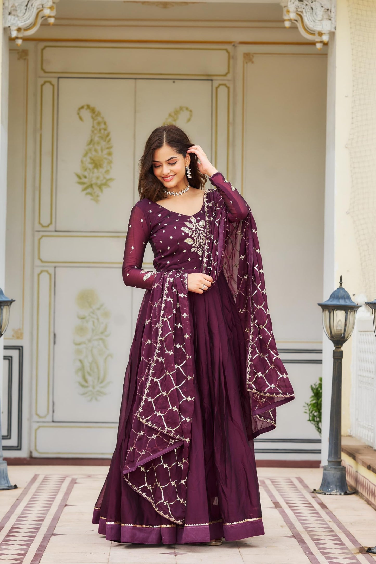 Wedani Rangoli Silk Anarkali Kurta Set for Women