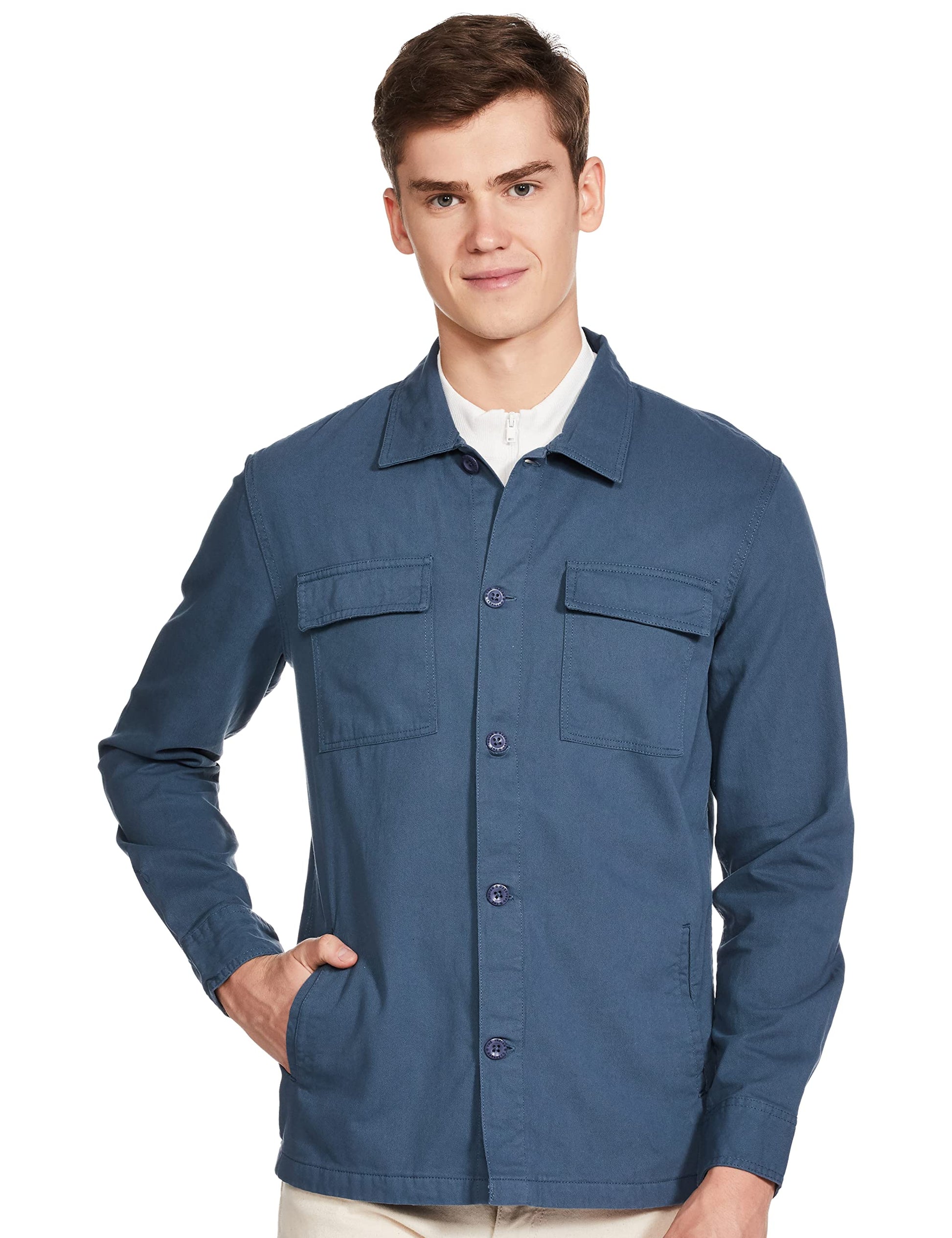 The Indian Garage Co Blue Regular Fit Cutaway Collar Solid Long Sleeves Shirt