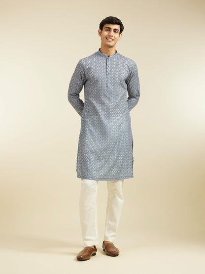 Diwas By Manyavar MenS Cotton Blend Printed Kurta (Blue,M)