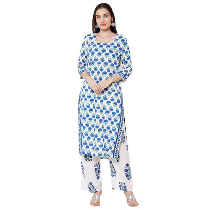 ANNI DESIGNER Women's Rayon Cotton Printed Kurta with Palazzo and Dupatta