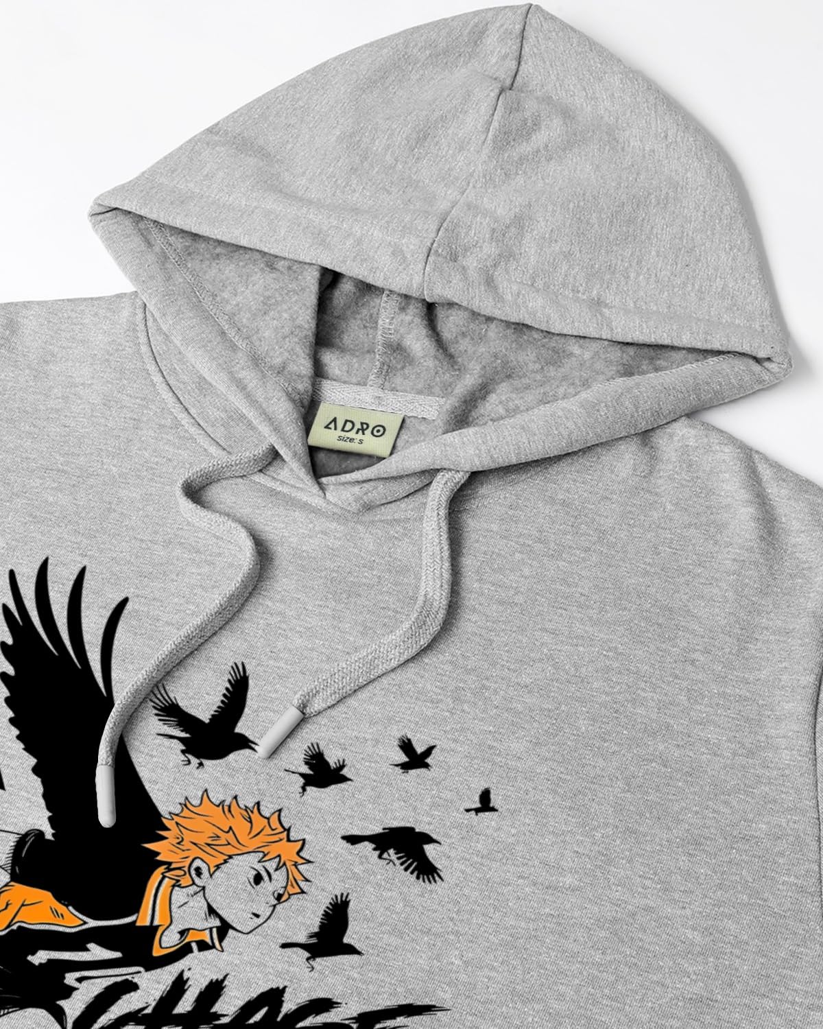 ADRO Men's Cotton Neck Hooded Sweatshirt (H24-M-DREAM-GR_Grey