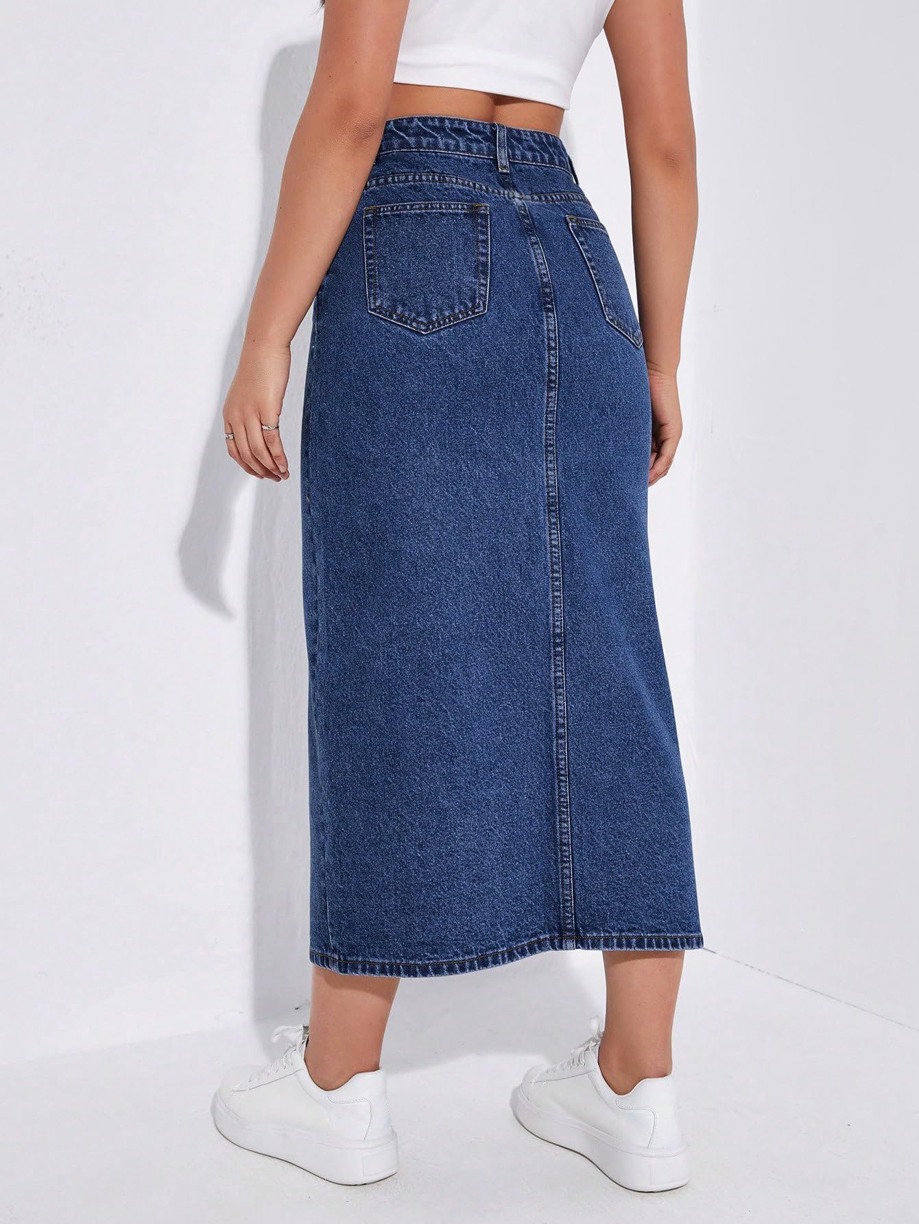 Shasmi Womens Spring/Summer Casual Front Split Thigh Straight Denim Skirt ll Denim Skirt for Women Long ll Skirt & top for Wome