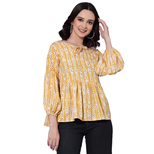 OOMPH! Peplum Tops for Women, Yellow - mt530