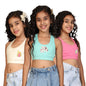 Kyda Kids Girls Antibacterial Cotton Sports Bra Training Bras, Non Padded, Chest Double Layered Wireless Light Padded Bra (Pack