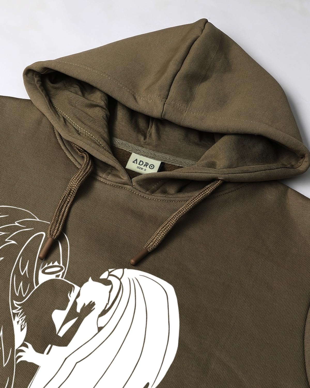 ADRO Men's Cotton Neck Hooded Sweatshirt (H24-DEVI-OL_Olive