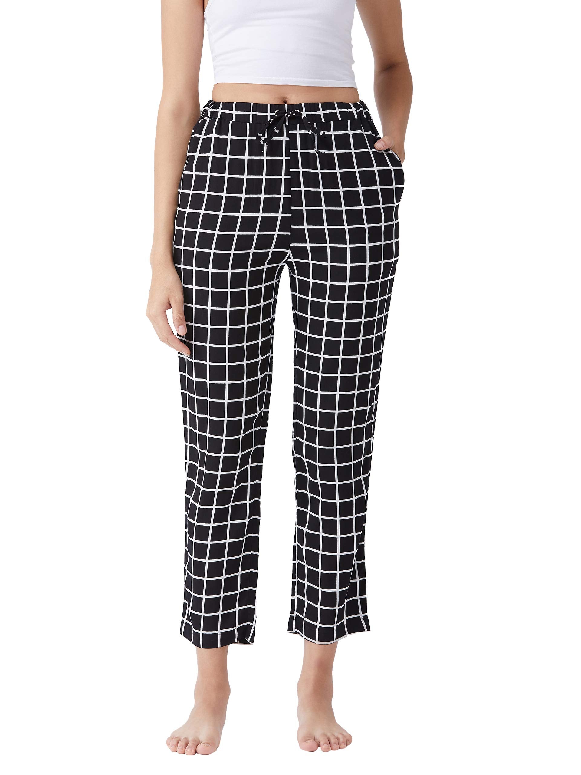 Miss Chase WomenS Black Regular Length Pocketed Pyjama(Mcss20Nw04-13-62-05, Black, Large)