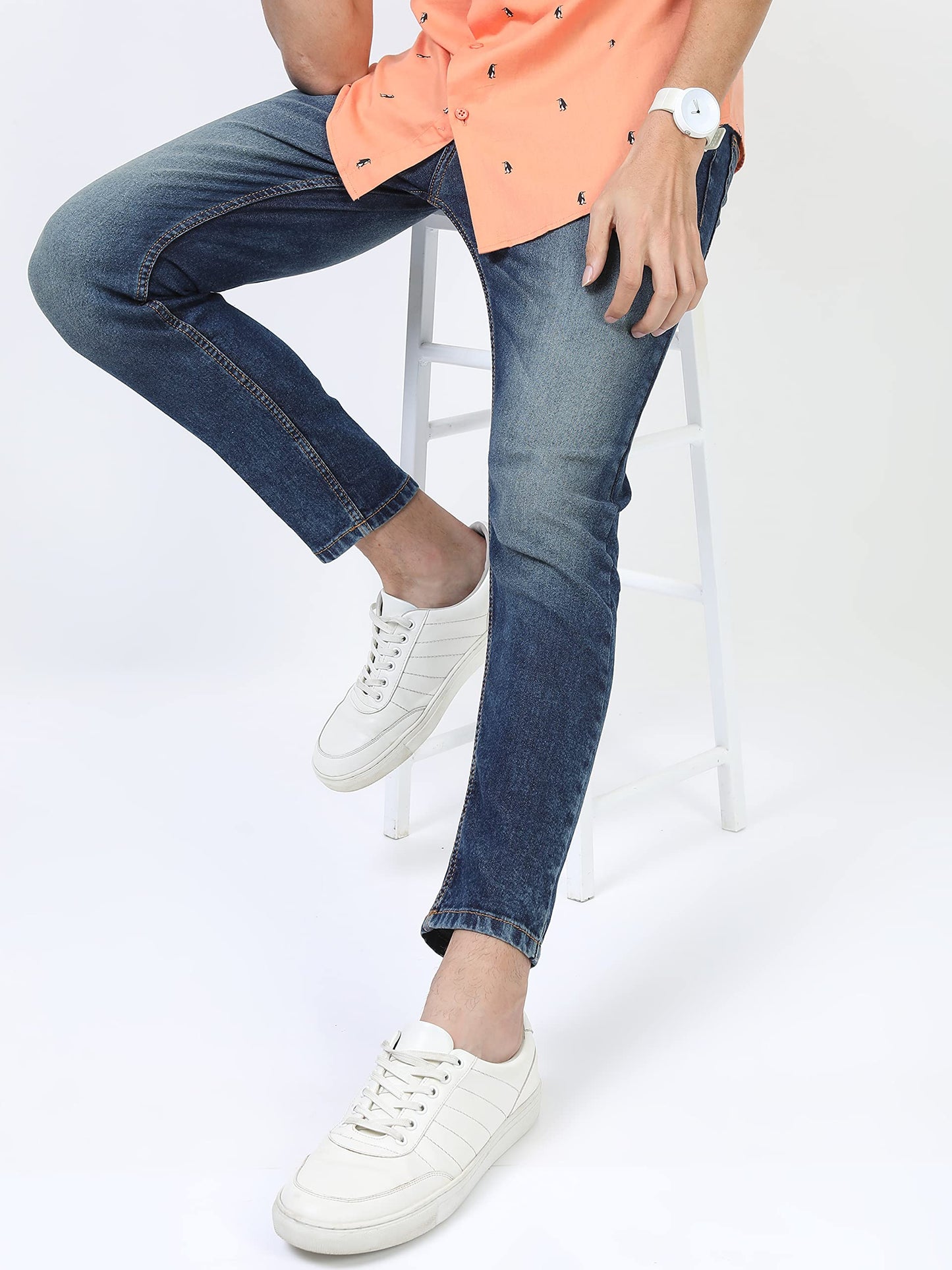 KETCH Mens Blue Skinny Crop Jeans