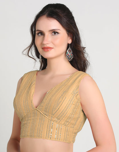 Pujia Mills WomenS Indian Ethnic Wear Sabyasachi Sequence With Dhaga Embroidered Zari Work Sweetheart Neck Blouse Sleeveless Re