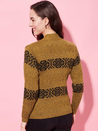 Modeve Women Striped Sweater for Winter||Winterwear|| Tan