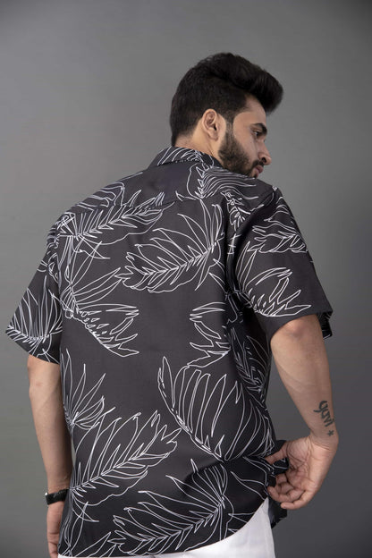 Brown Culture MenS Cotton Blend Abstract Print Shirt With Spread Collared Half Sleeves Standard Length And Button Down Closure