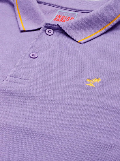 The Indian Garage Co Men Slim Fit Solid Polo Collar Tshirt