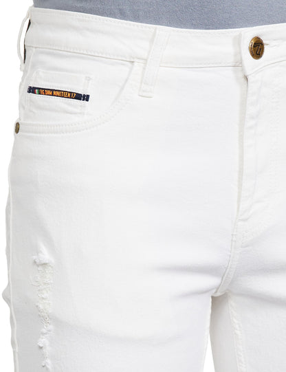 The Indian Garage Co Men Slim Fit Solid Mid-Rise Jeans White