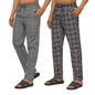 XYXX Mens Super Combed Cotton Checkered Checkmate Pyjamas [Pack of 2] Elasticated Waist, Drawstring | Loungewear for Men in Bla