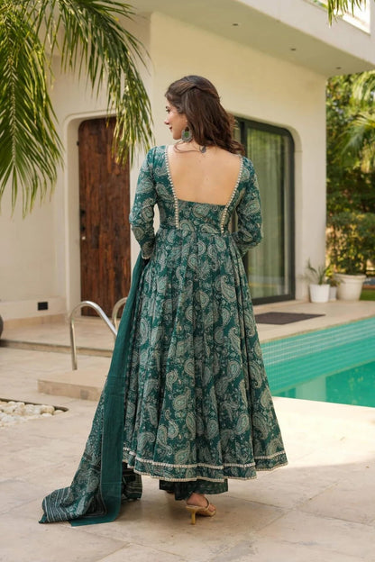 Wedani Anarkali Set for Women Green