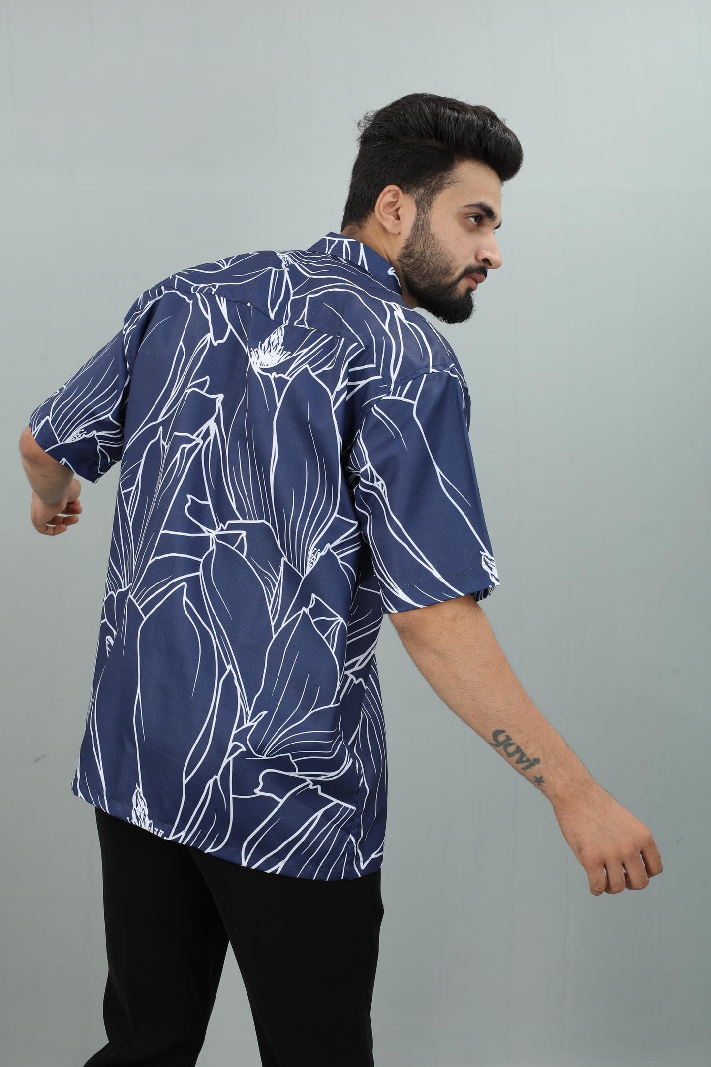 Brown Culture MenS Cotton Blend Abstract Print Shirt With Spread Collared Half Sleeves Standard Length And Button Down Closure