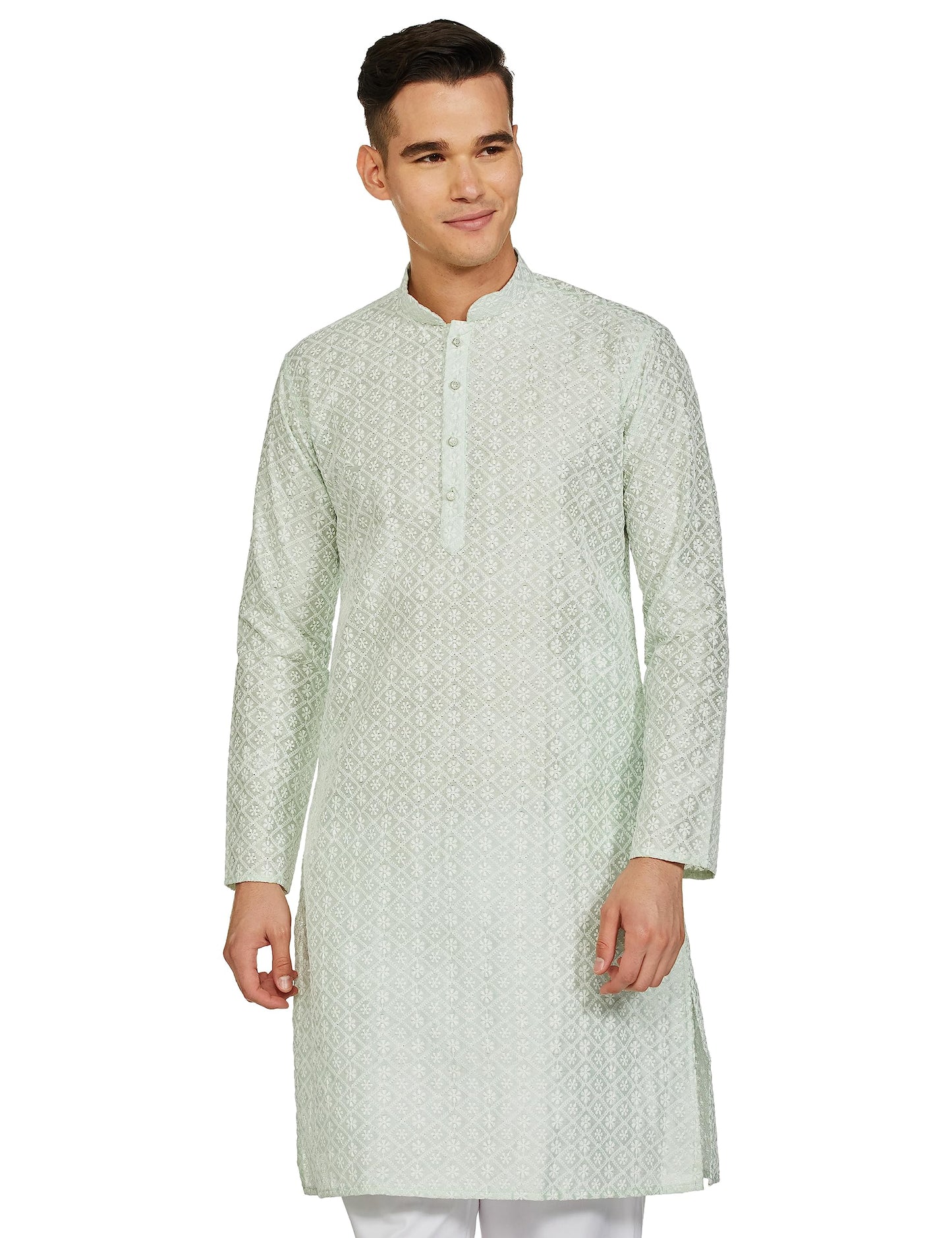 Be Active MenS Traditional Embroidered Lucknowi Full Sleeves Kurta || Cotton Kurta For Men || Men Kurta For Wedding || Kurta Fo