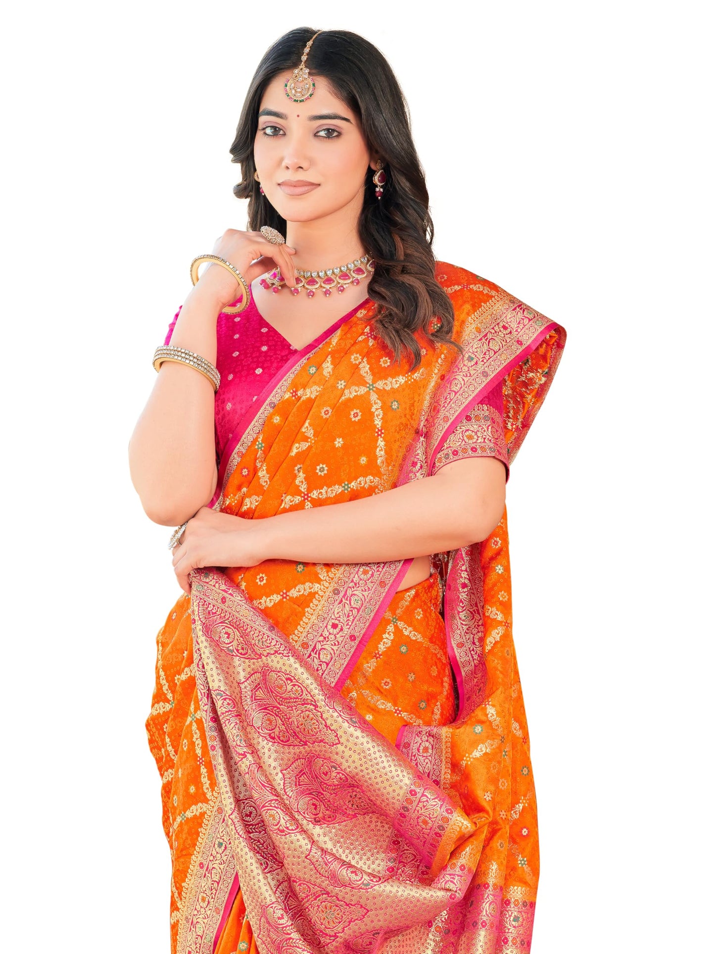 Glory Sarees WomenS Pure Kanjivaram Soft Banarasi Original Satin Silk Woven Hand Dyed Wedding Saree With Blouse Piece (Satin Sil