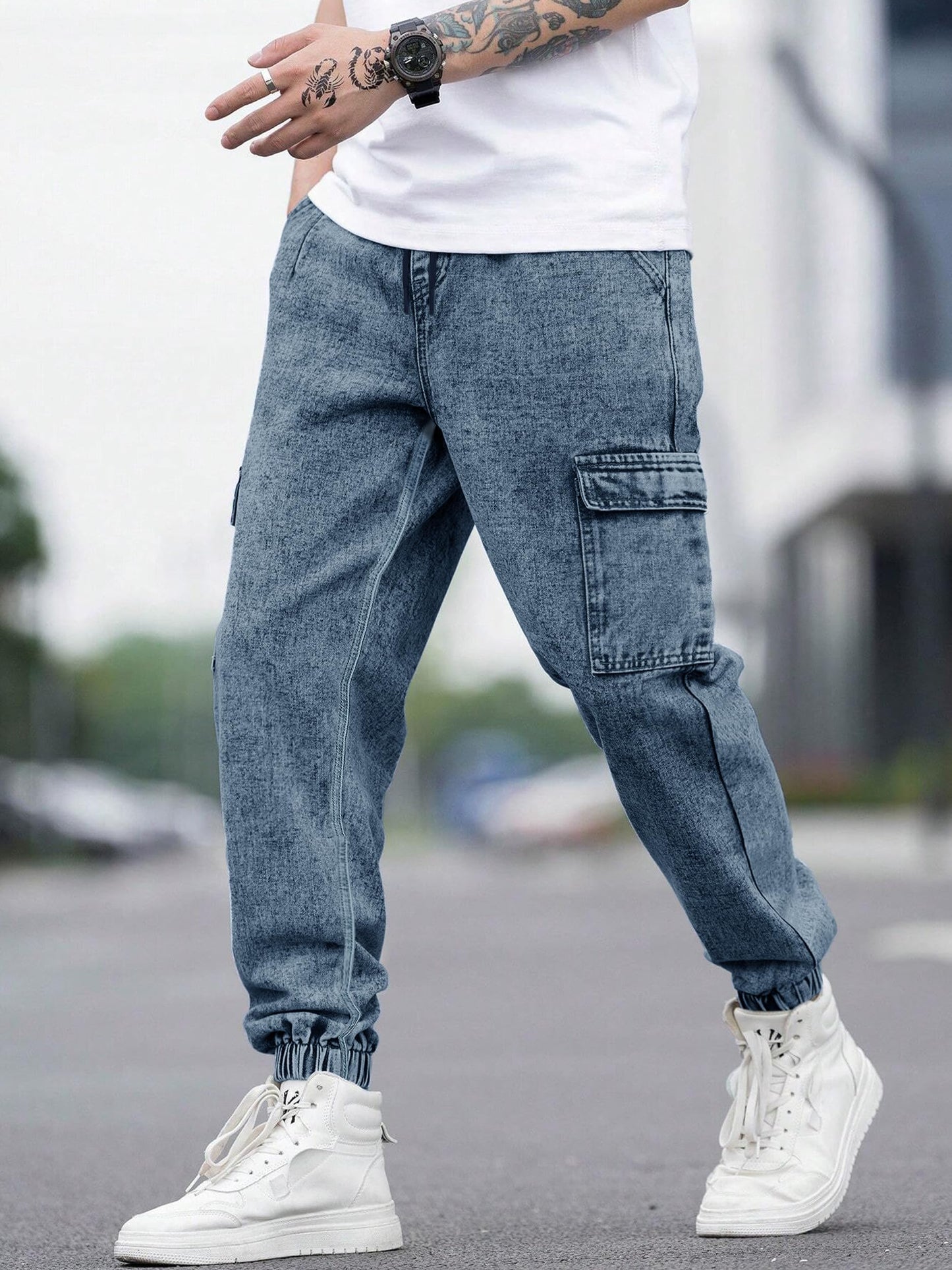 Noble Monk MenS Baggy Fit Jeans | Cargo Pocket | Denim Jeans | Streachable Jean For Men Indigo