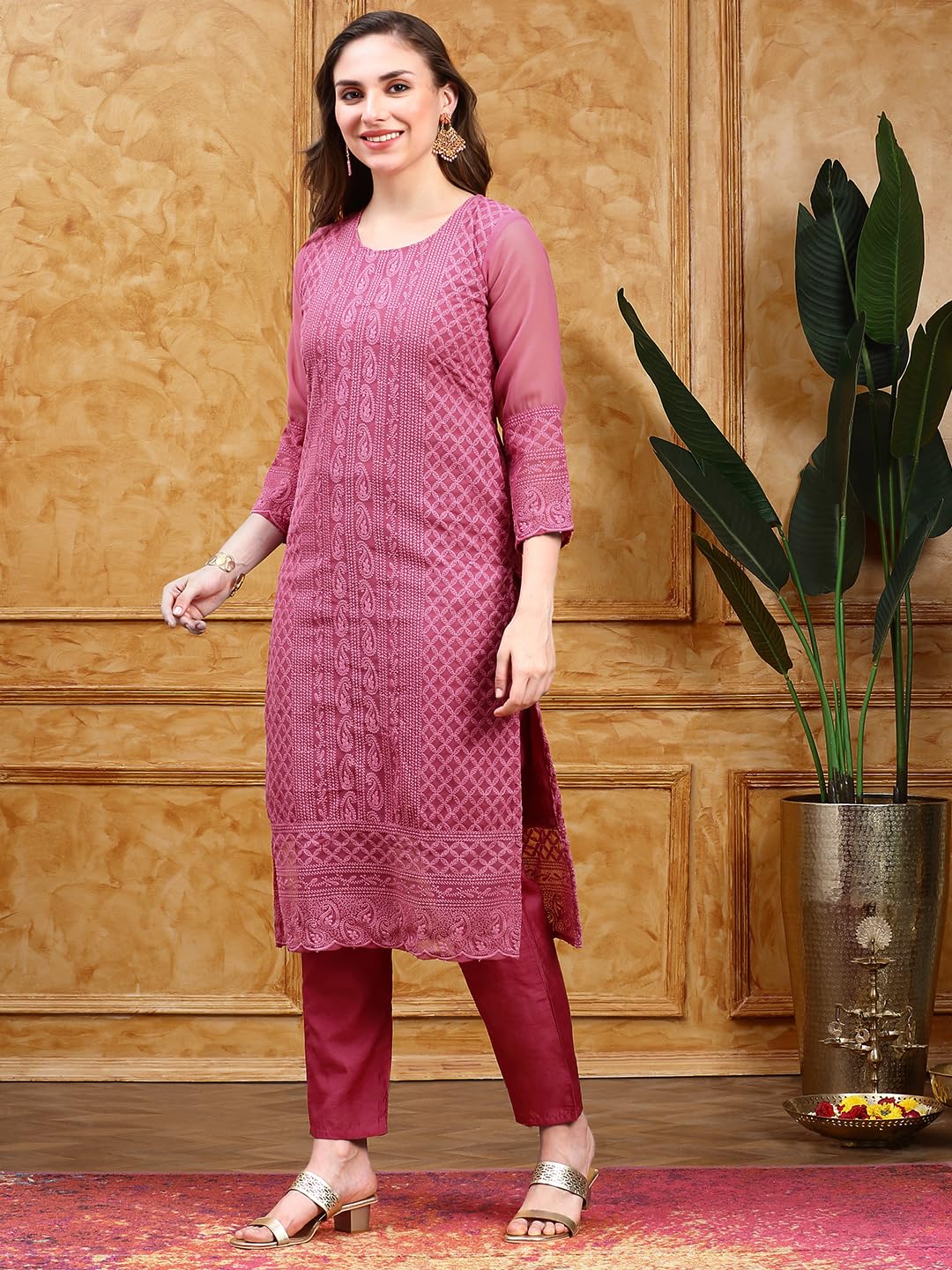 ishin Women PURPLE 3pcs Kurta Set with Dupatta