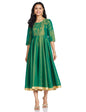 Aurelia WomenS Polyester Limage Printed Flared Dress Ankle Length (20Sta111891-500841_Green_S)