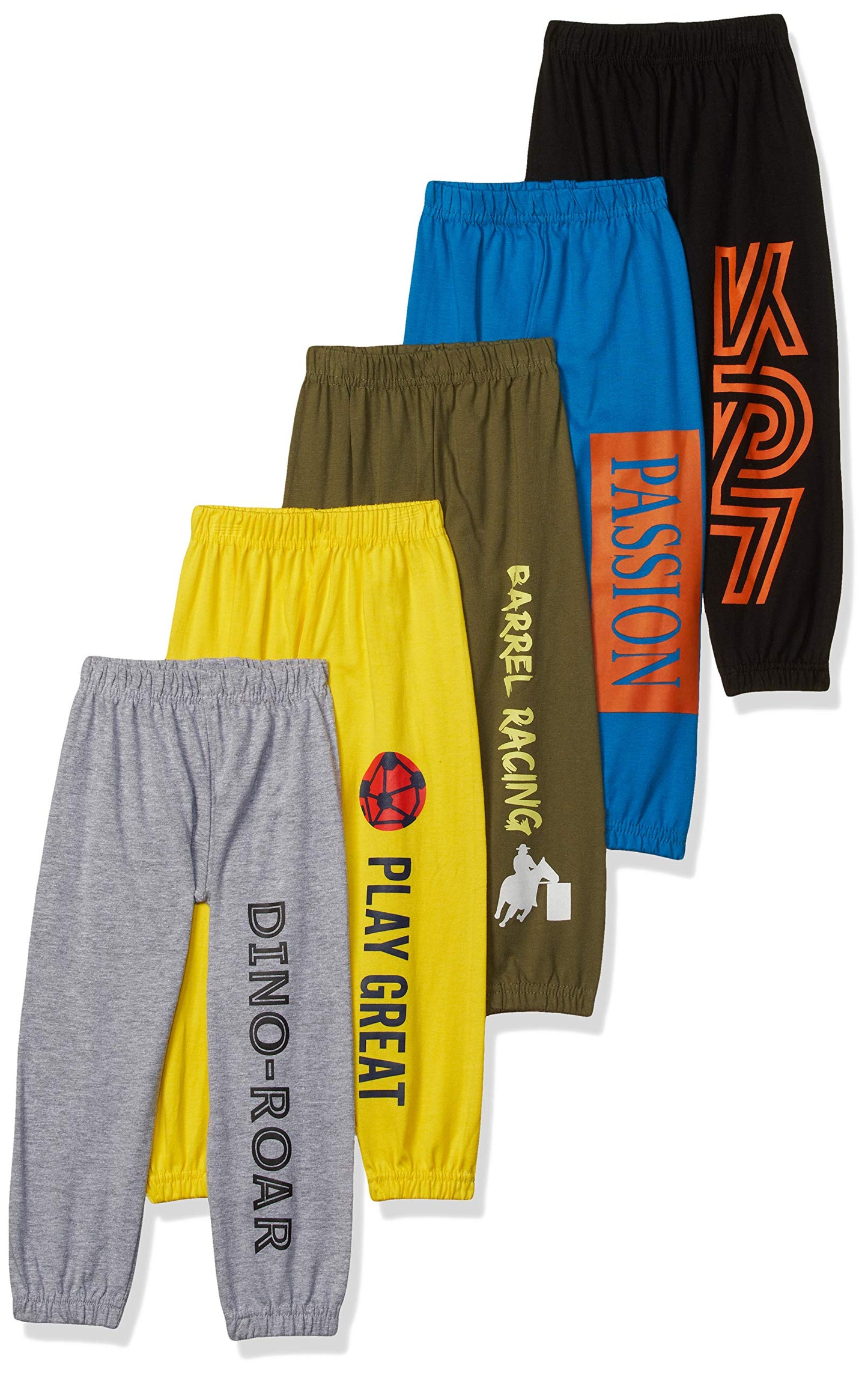 T2F Boys Regular Fit Printed Cotton Track Pant (Pack of 5)
