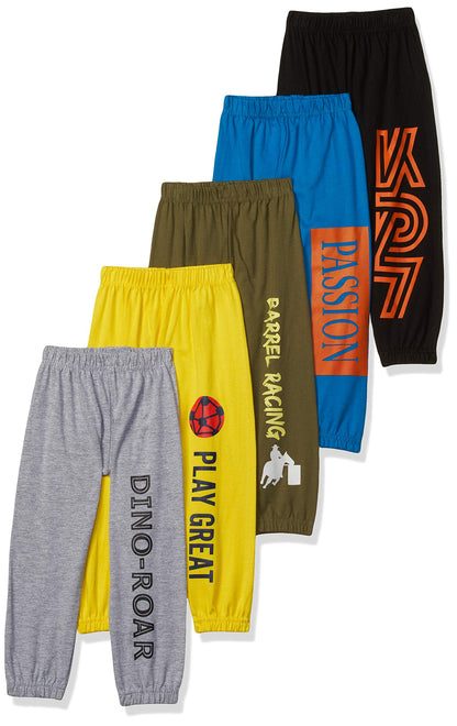 T2F Boys Regular Fit Printed Cotton Track Pant (Pack of 5)