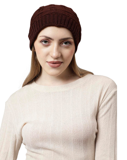 Weavers Villa Set of Snow Proof Inside Fur Acro Wool Unisex Beanie Cap Knit Hat Thick Fleece Lined Winter Cap and Gloves for Men
