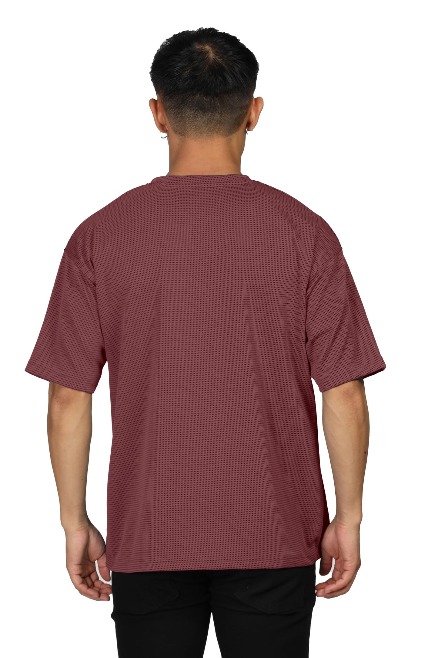 SHODOX Mens Solid Dotted Unique Design Oversized Tshirt for Men - Round Neck Loose Fit Drop Shoulder Mens T-Shirt