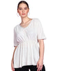 POPWINGS Wrinkle Shimmer Peplum Tops for Women | Peplum Tops for Women Half Sleeves V-Neck Top for Women | Stylish Tops for Wome