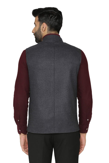 Wintage MenS Tweed Wool Nehru Jacket : Grey