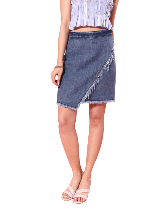 Dolce Crudo Womens Blue Regular Mid Rise Clean Look Mini Non-Stretchable Denim Skirt (DOSS22DEN99-45-115-26, Blue, 26)
