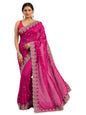 Libas Womens Embroidered Silk Blend Saree With Blouse Piece
